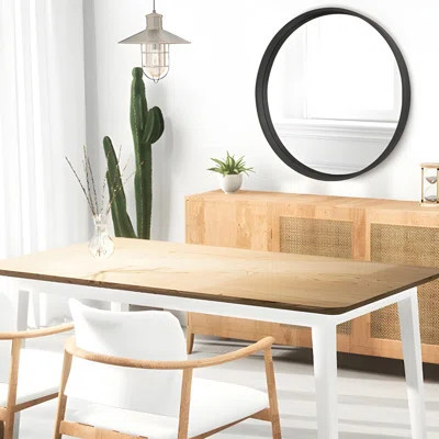 Modern Round Wood Wall Mirror - Large Circular Decorative Mirror For Bathroom, Living Room, Bedroom & Entryway | Wayfair North America
