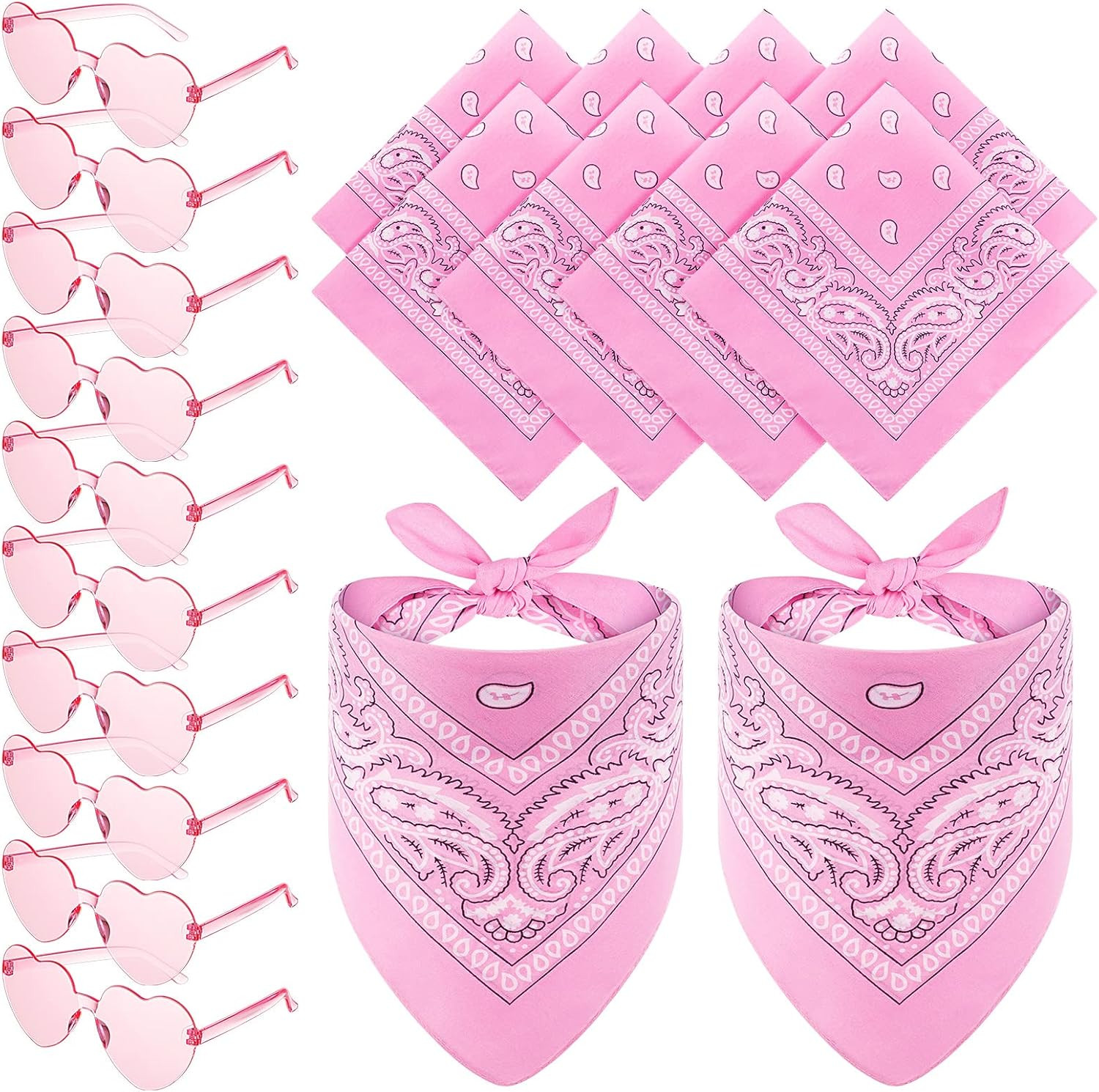 12 Sets Paisley Bandanas Heart Sunglasses Cowgirl Party | Amazon (US)