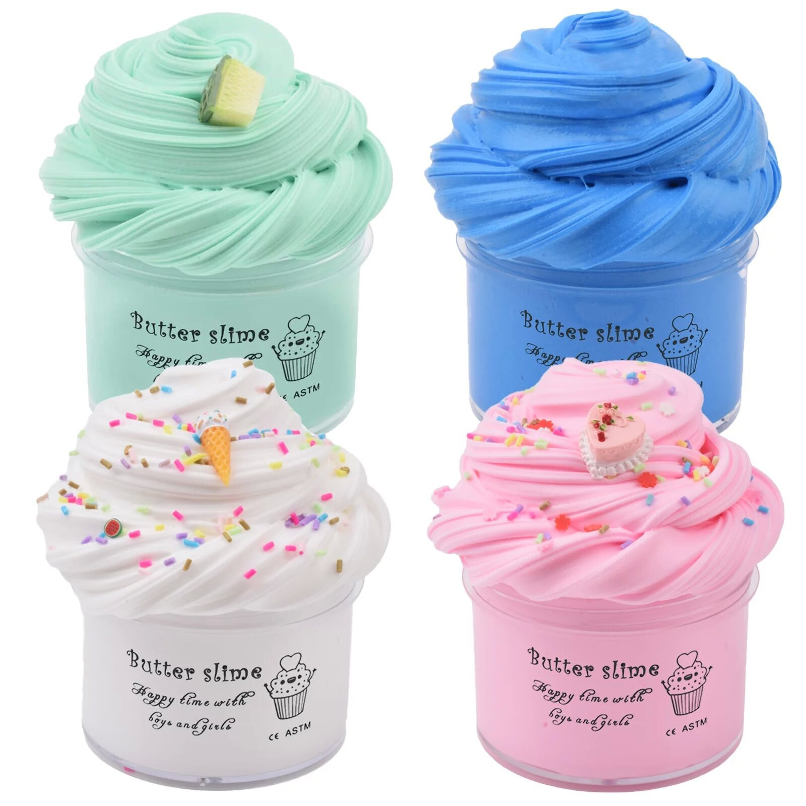 Kit with 4 Pack Butter Slime, Super Soft and Non-Sticky Cloud Slime for Girls Boys, Kids Party Fa... | Walmart (US)