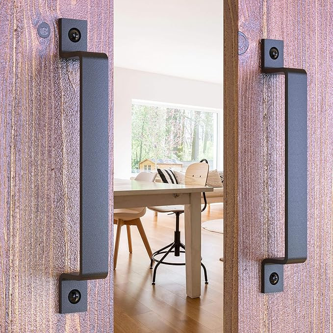 Barn Door Handle Black 10 inch Solid Steel Gate Handle Pull for Sliding Barn Doors Gates Garages ... | Amazon (US)