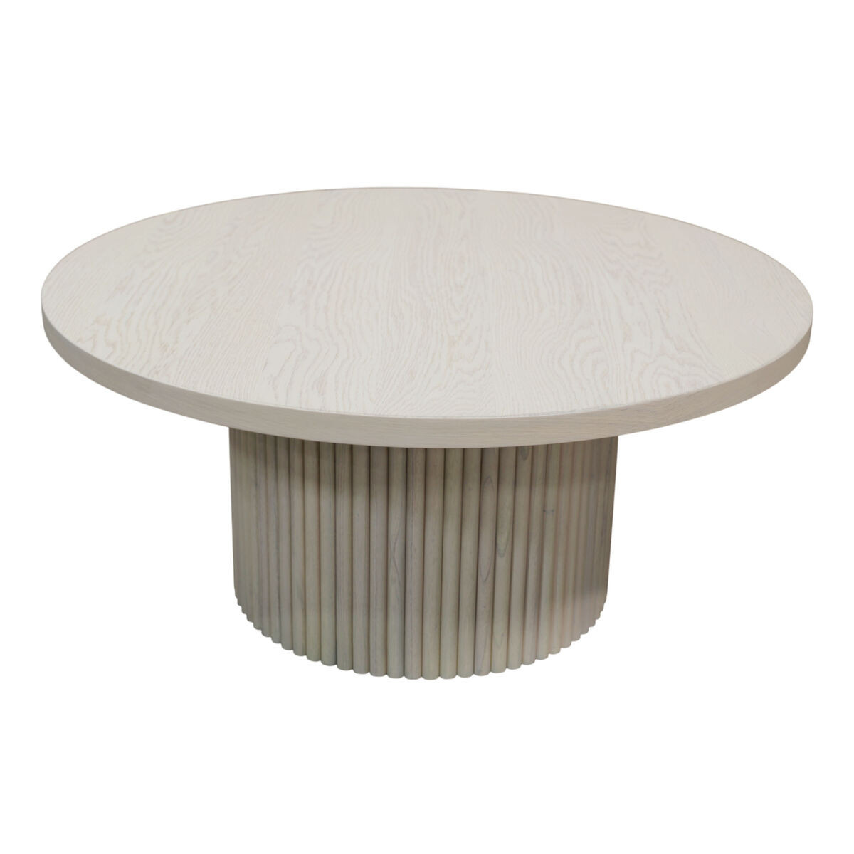 Safia Round Wood Fluted Pedestal Coffee Table in Naturalwhite by World Market | World Market