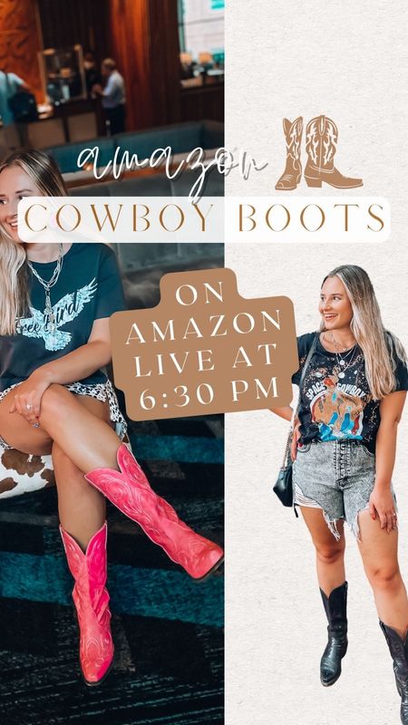 Amazon live - favorite cowboy boots I own - cowgirl boots - houston rodeo outfits - amazon cowboy boots - white cowboy booties - pink cowgirl boots - stagecoach - Coachella outfits - nashville bachelorette party outfits and shoes - festival looks 


#LTKtravel #LTKshoecrush #LTKFestival