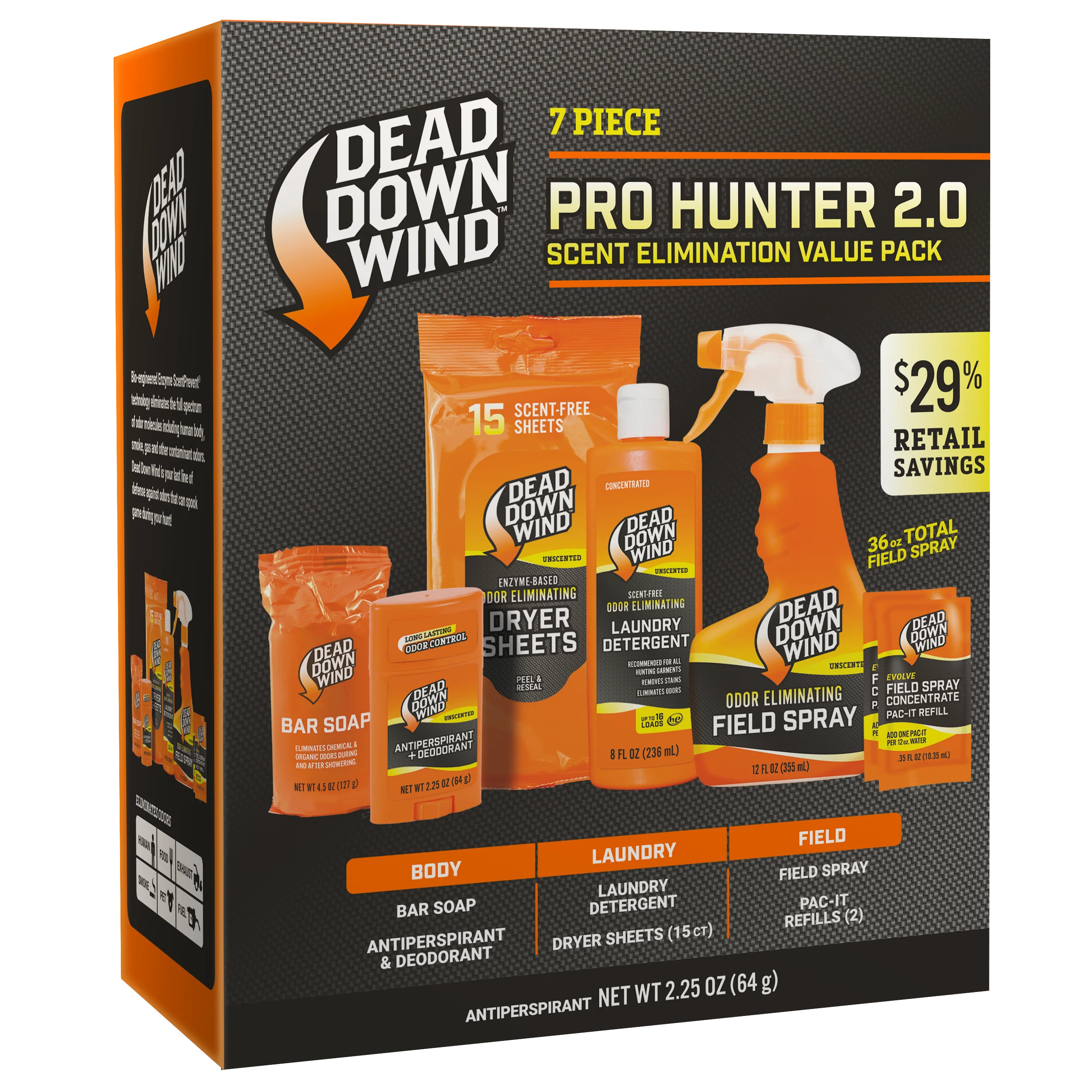 Dead Down Wind Pro Hunter 2.0 7-Piece Kit Complete System of Scent Elimination for Body, Clothing... | Walmart (US)