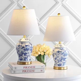 Penelope 22" Chinoiserie Table Lamp, Blue/White, Set of 2 - Blue/White | Bed Bath & Beyond