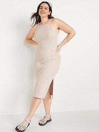 Fitted Rib-Knit Midi Cami Dress for Women | Old Navy (US)