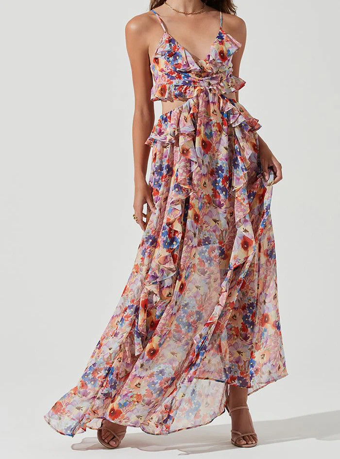 ASTR Women's Palace Dress in Purple Multi Floral Large Lord & Taylor | Lord & Taylor