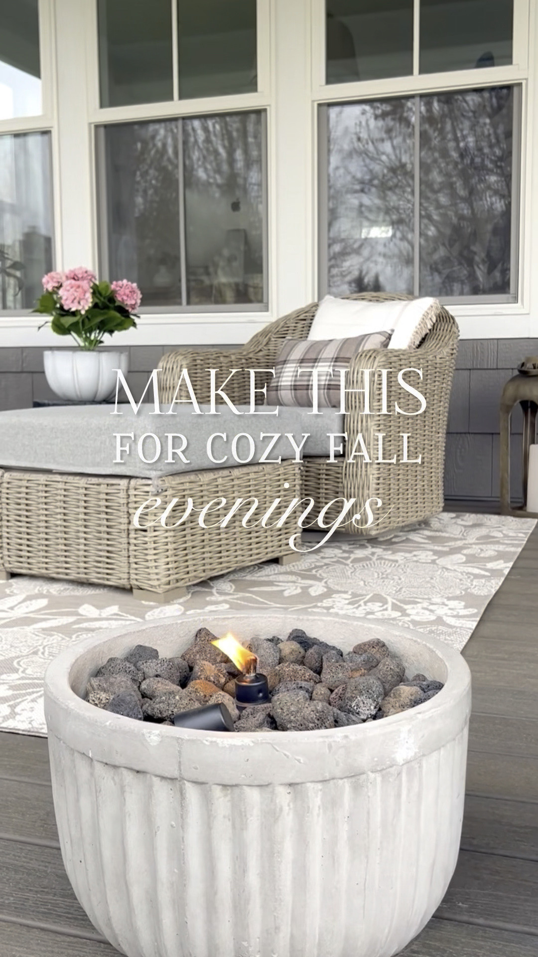 A fire bowl adds all the cozies to fall porches and patios. They take about 10 minutes to make. Start with a concrete planter. I’ve linked the other materials.

#LTKHome #LTKSeasonal #LTKvlog