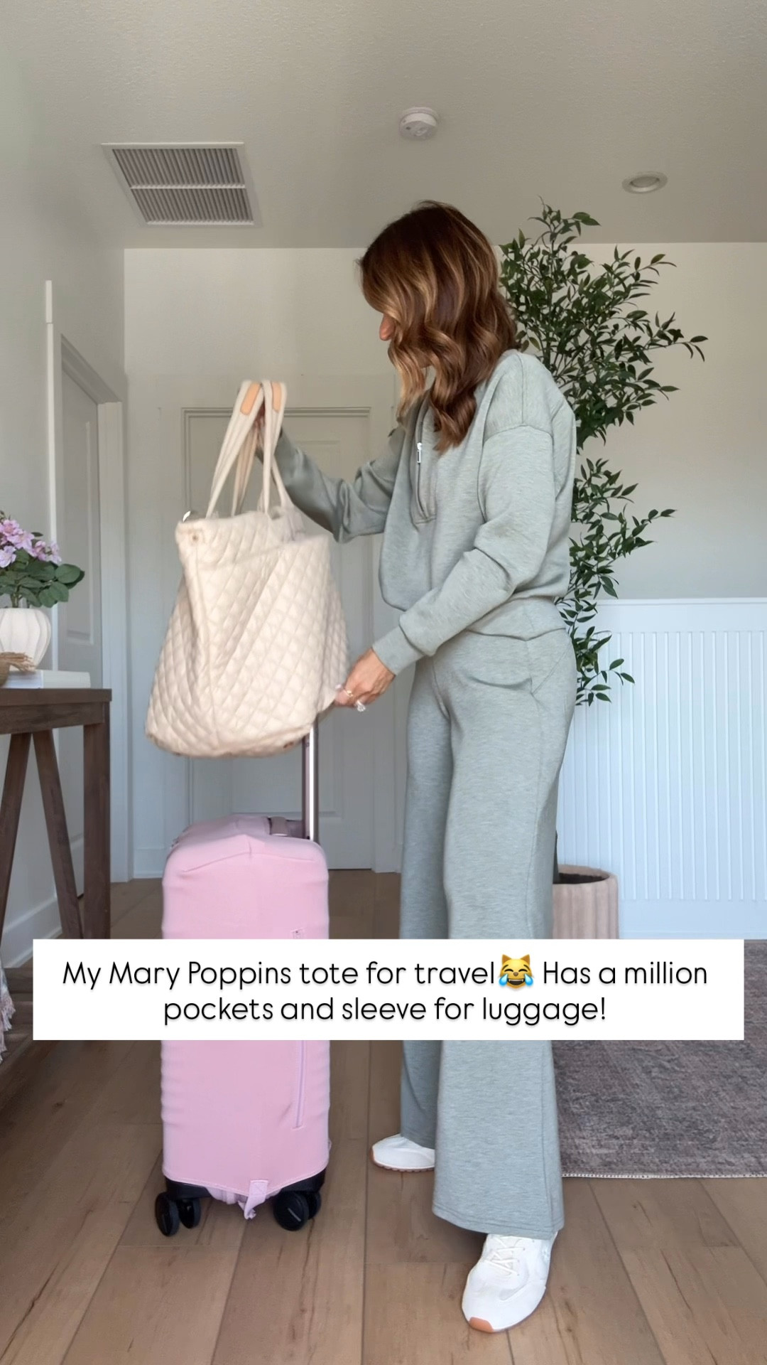 Expensive stuff that’s actually worth it! I love this quilted travel bag! They can fit a ton of stuff and has a million pockets + sleeve for luggage! Blush Beis luggage set with cover. Spanx matching set - XS petite in pants and XS in top. Tory Burch sneakers - I went up half a size. Travel outfit. Travel necessities. Travel must-haves. Airport outfit. 

#LTKgrwm #LTKTravel #LTKootd