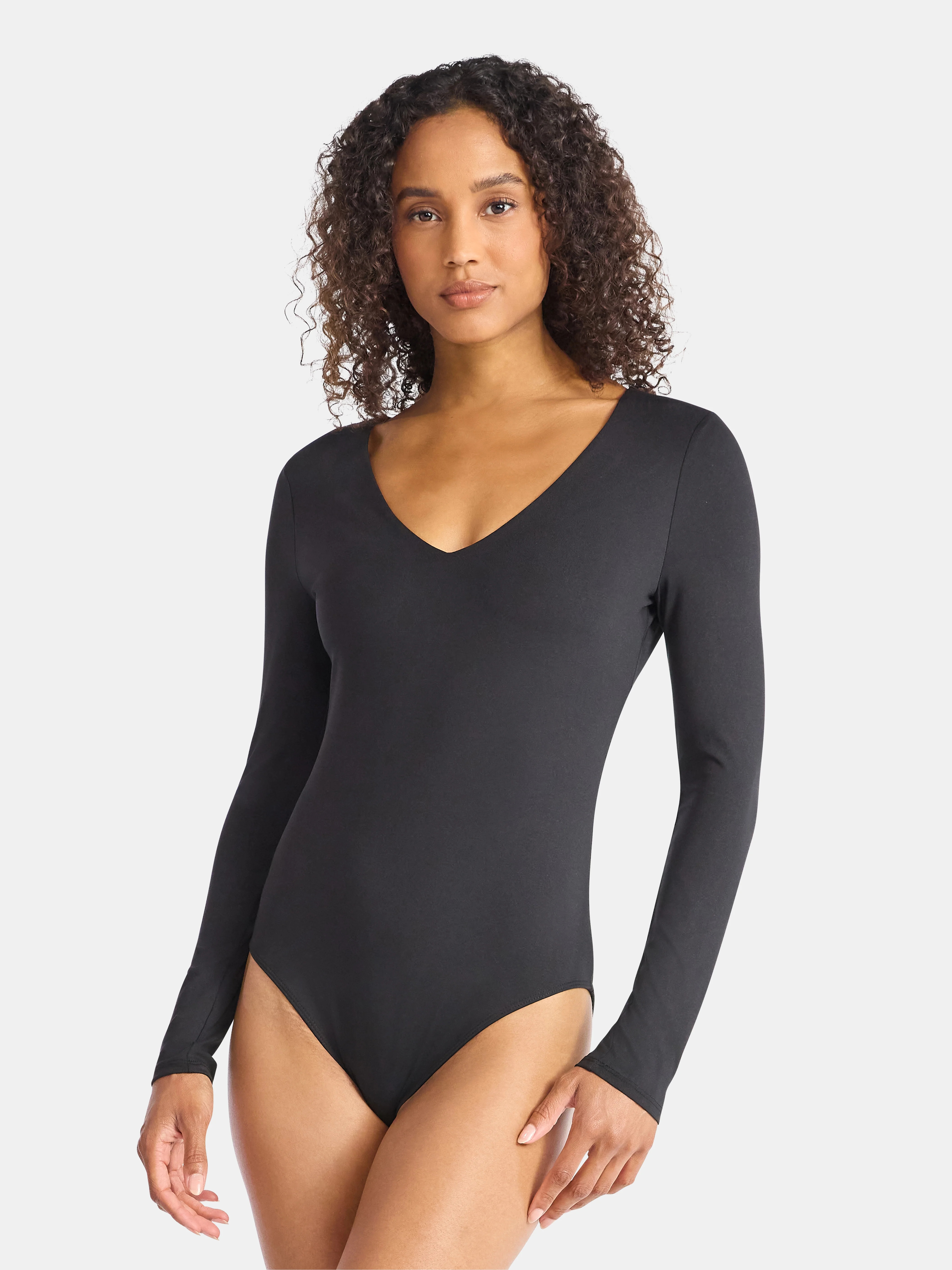 Time and Tru Women's Smoothing Bodysuit with Long Sleeves, Sizes XS-XXXL | Walmart (US)