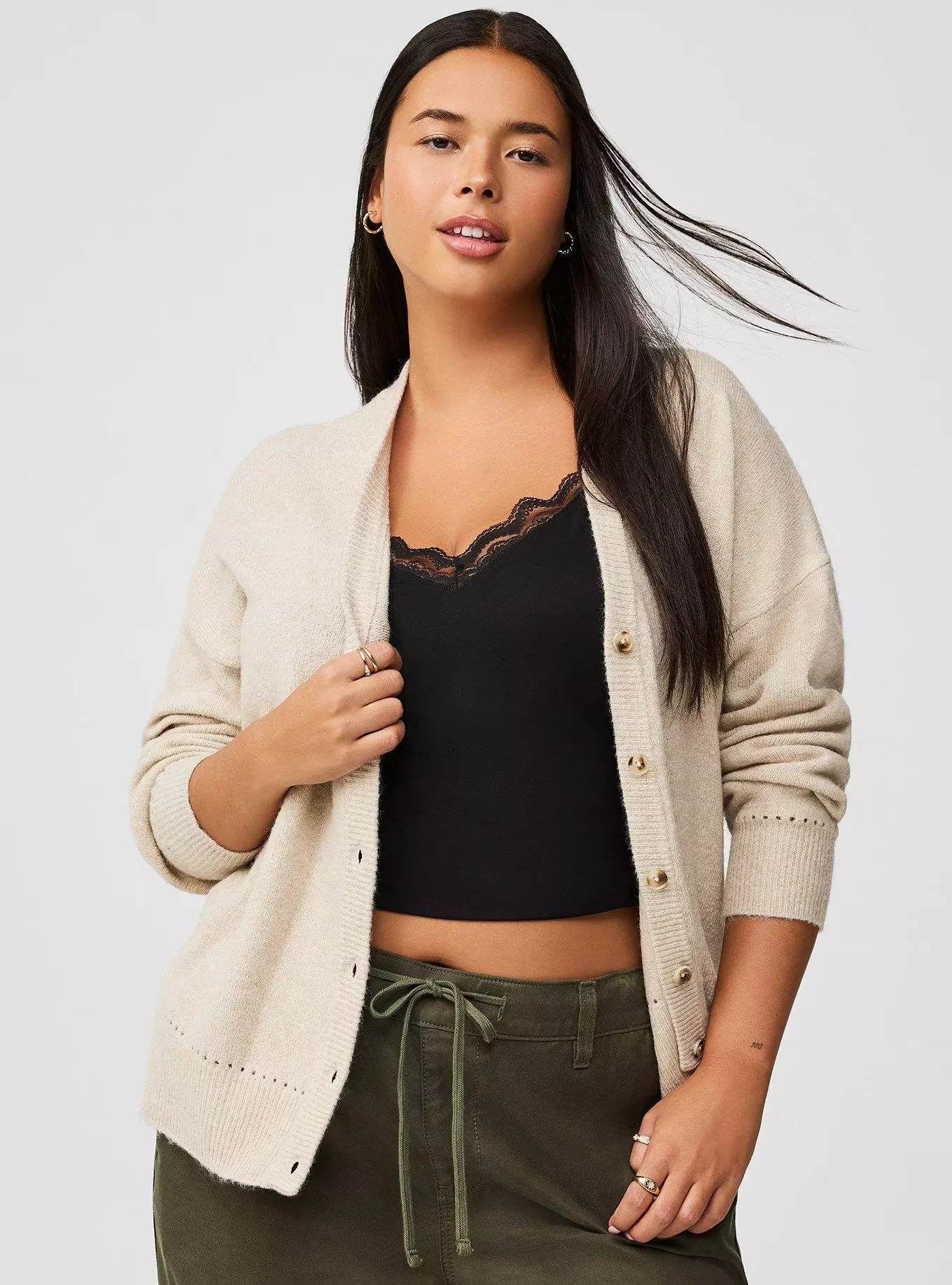 Vegan Cashmere Cardigan V-Neck Drop Shoulder Sweater | Torrid (US & Canada)