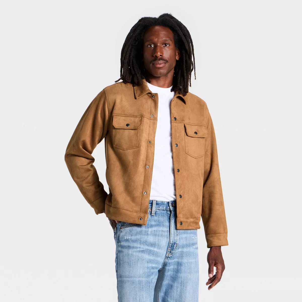 Men's Vegan Suede Jacket - Goodfellow & Co\u2122 Tan S | Target