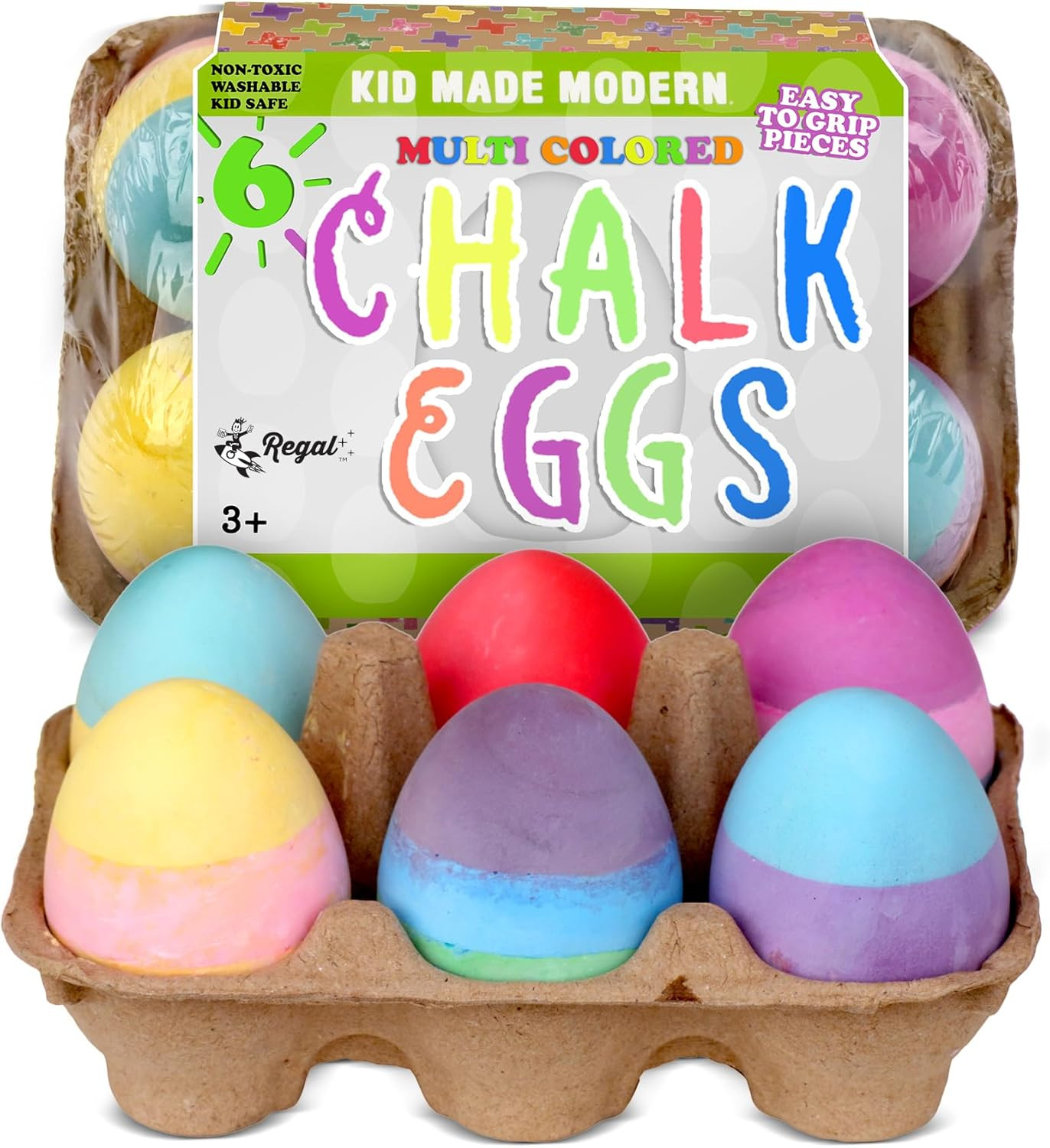 Kid Made Modern Sidewalk Chalk Set for Kids - Washable, Colored Egg Chalk with 3 Layer for Outdoo... | Amazon (US)