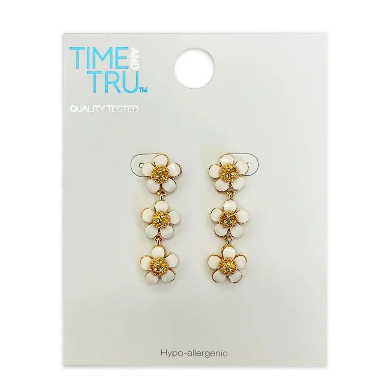 Time and Tru Linear Flower Earrings - Walmart.com | Walmart (US)