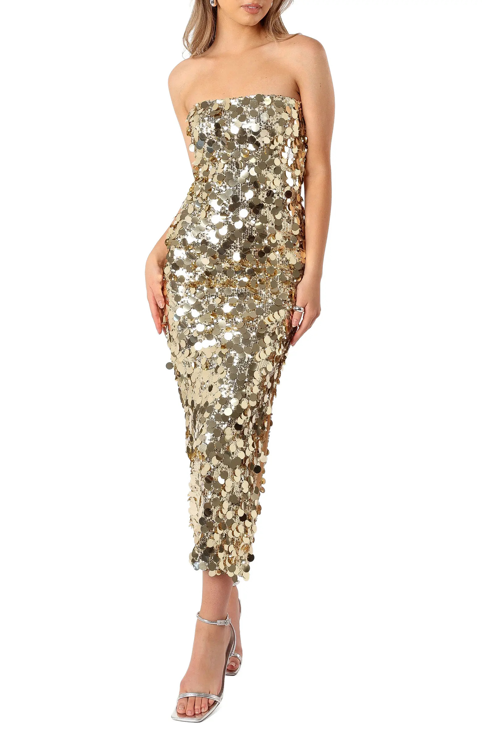 Gabourne Strapless Sequin Midi Dress | Nordstrom Rack