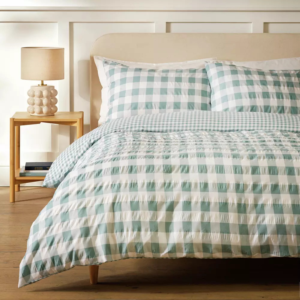 Buy Argos Home Seersucker Check Blue Bedding Set - Single | Duvet cover sets | Argos | argos.co.uk