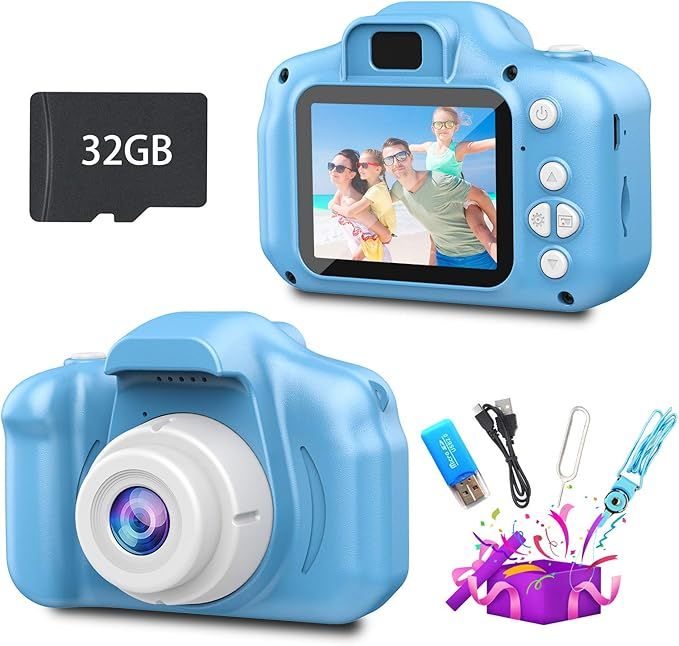 Rikum Kids Camera with 32GB SD Card, 1080P HD 12MP 2-inch IPS Auto Focus Kids Digital Video Camer... | Amazon (US)