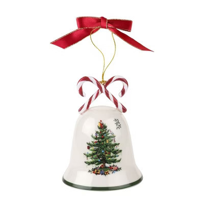 Spode Christmas Tree Candy Cane Bell Ornament, Elegant Hanging Decoration for Christmas Trees - Holiday Home Accents & Festive Ornament | Target