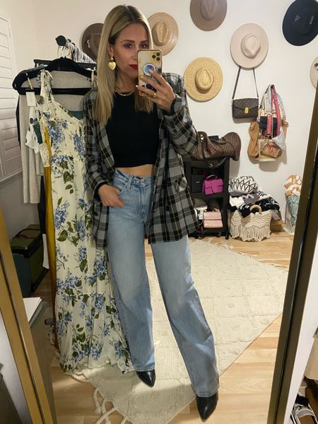 Loving my new 90s baggy jeans! Took me a bit to figure out how I wanted to style them but they are so comfy and under $50!! I sized down and ordered the long version so they would be perfect with boots. The earrings are my mother in law’s from the 80s but I linked a ton since heart ❤️ earrings are back in! 

#LTKfindsunder50 #LTKfindsunder100 #LTKover40