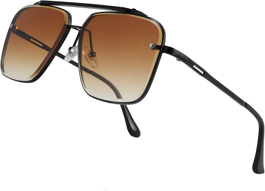 FEISEDY Sunglasses, Fashion Square Pilot Sunglasses, Vintage Metal Gradient Glasses for Men and W... | Amazon (US)