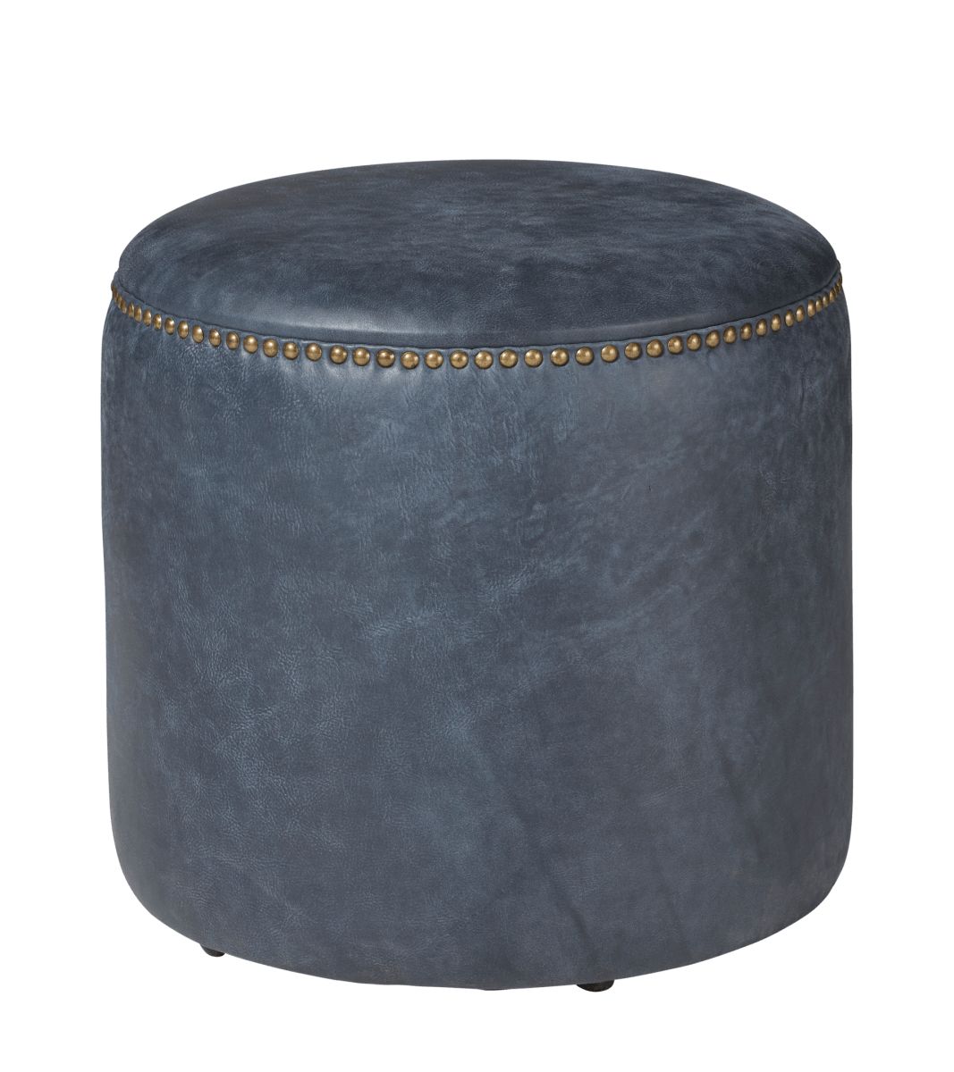 Costellini Leather Ottoman - Smoke Blue | OKA US
