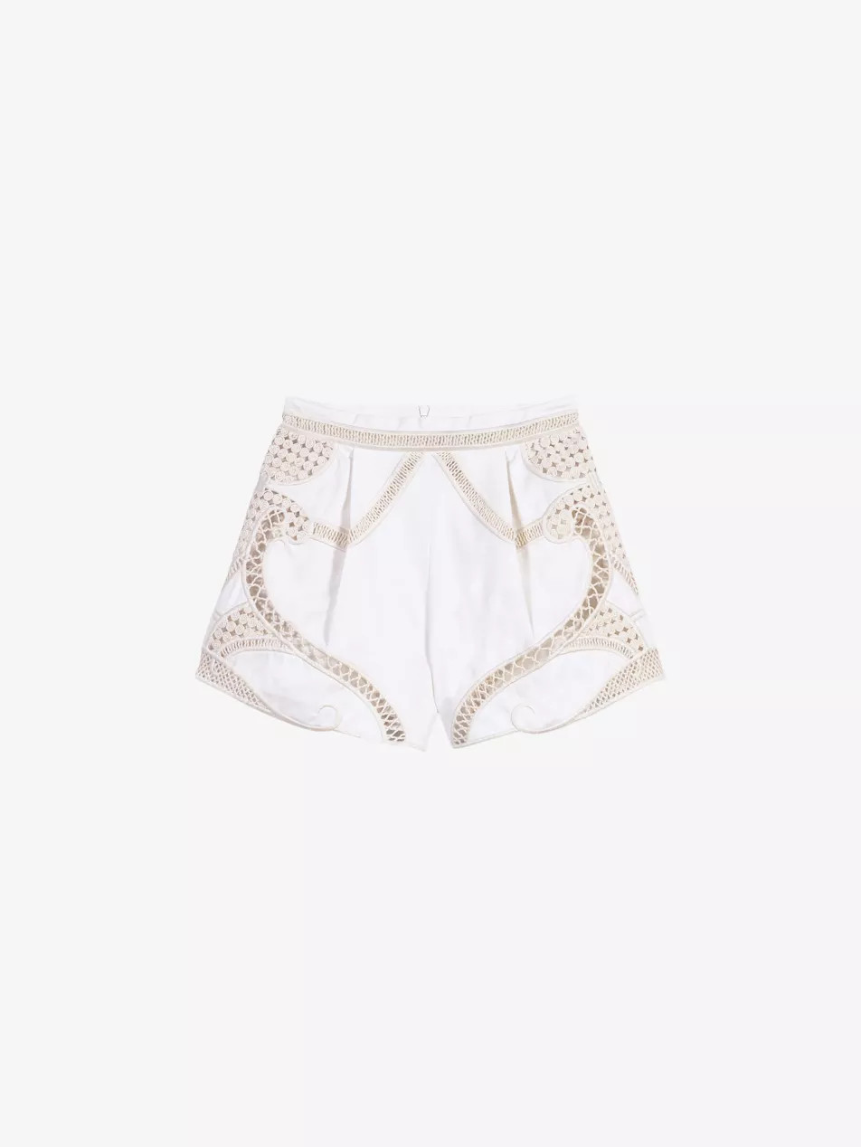 Crochet-panel high-rise cotton shorts | Selfridges
