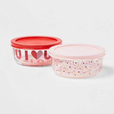 16.9oz 2pk Glass Food Storage Container Red - Spritz™ | Target