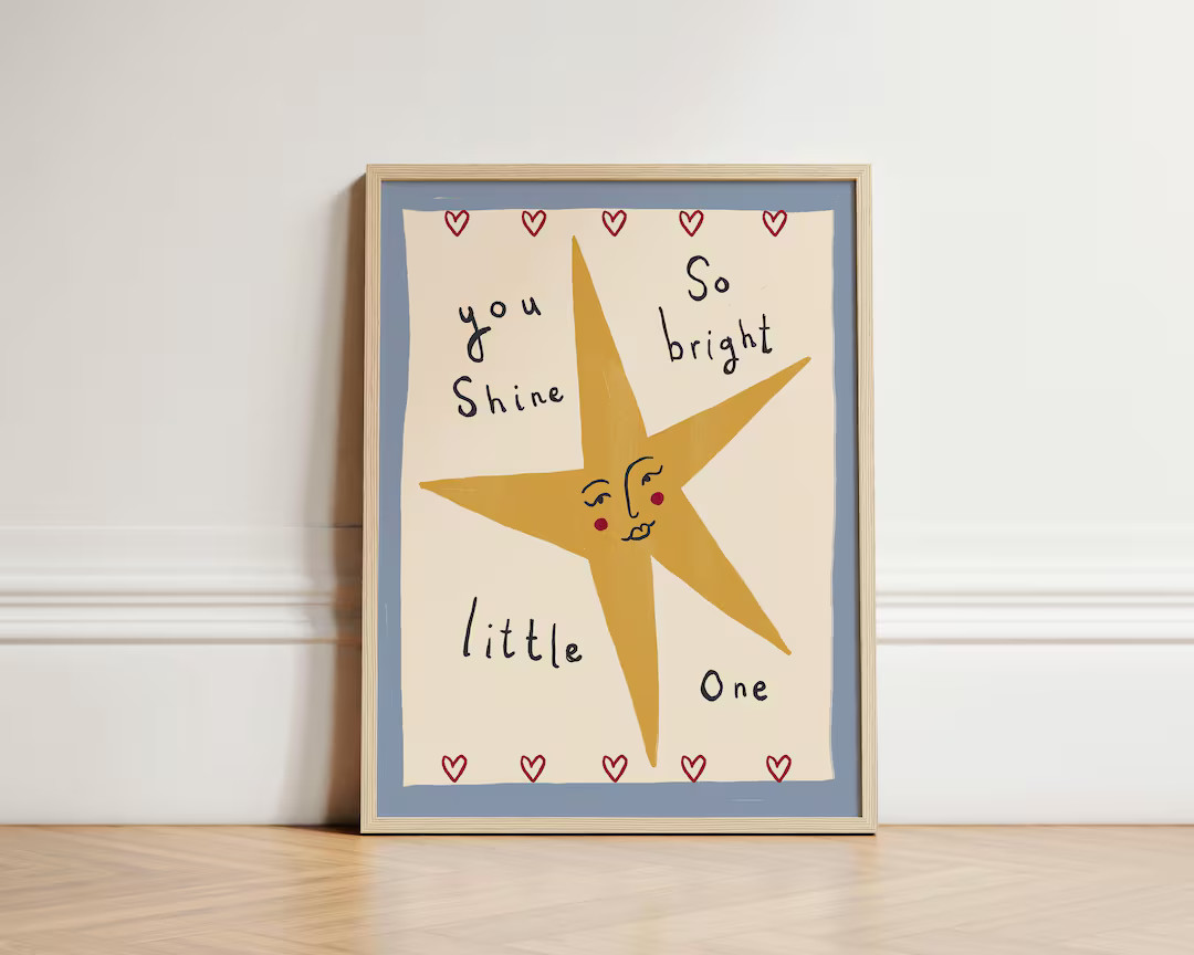 You Shine Bright Print, Star Nursery Print, Illustration Wall Art, Nursery Wall Art, Boho Nursery... | Etsy (US)