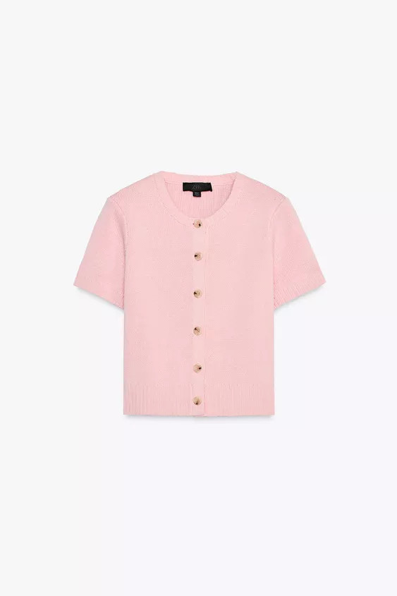 PLAIN KNIT SHORT SLEEVE CARDIGAN | Zara UK