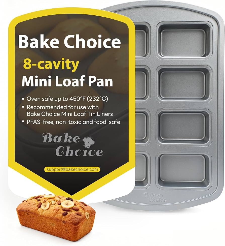 Bake Choice Mini Loaf Pan, 8-Cavity Non-Stick Carbon Steel Baking Pans Set for Banana Bread, Corn... | Amazon (US)