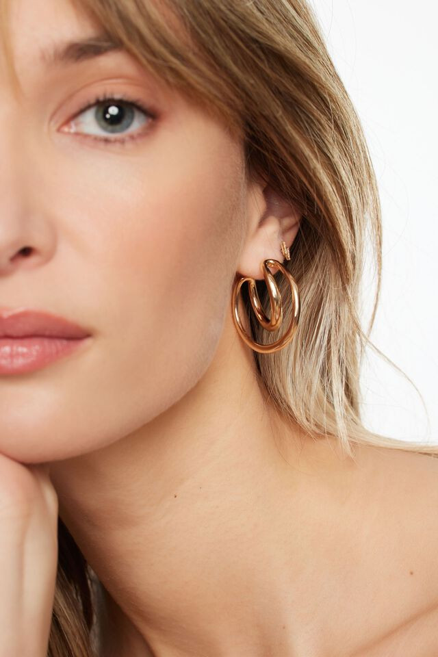 Double Loop Hoop Earrings | Dynamite Clothing