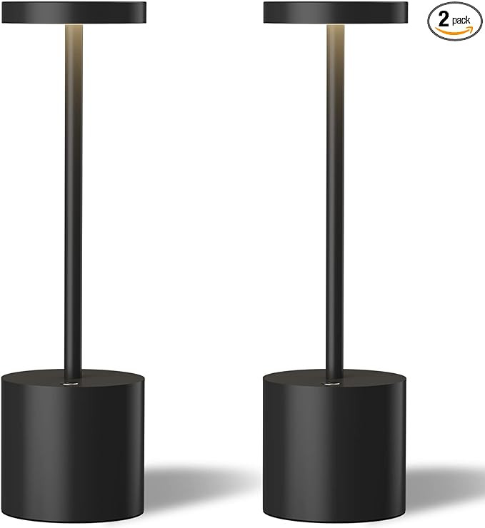 LED Cordless Table Lamps Set of 2,Portable Rechargeable 5000mAh Outdoor Table Lamp,3 Color Steple... | Amazon (US)