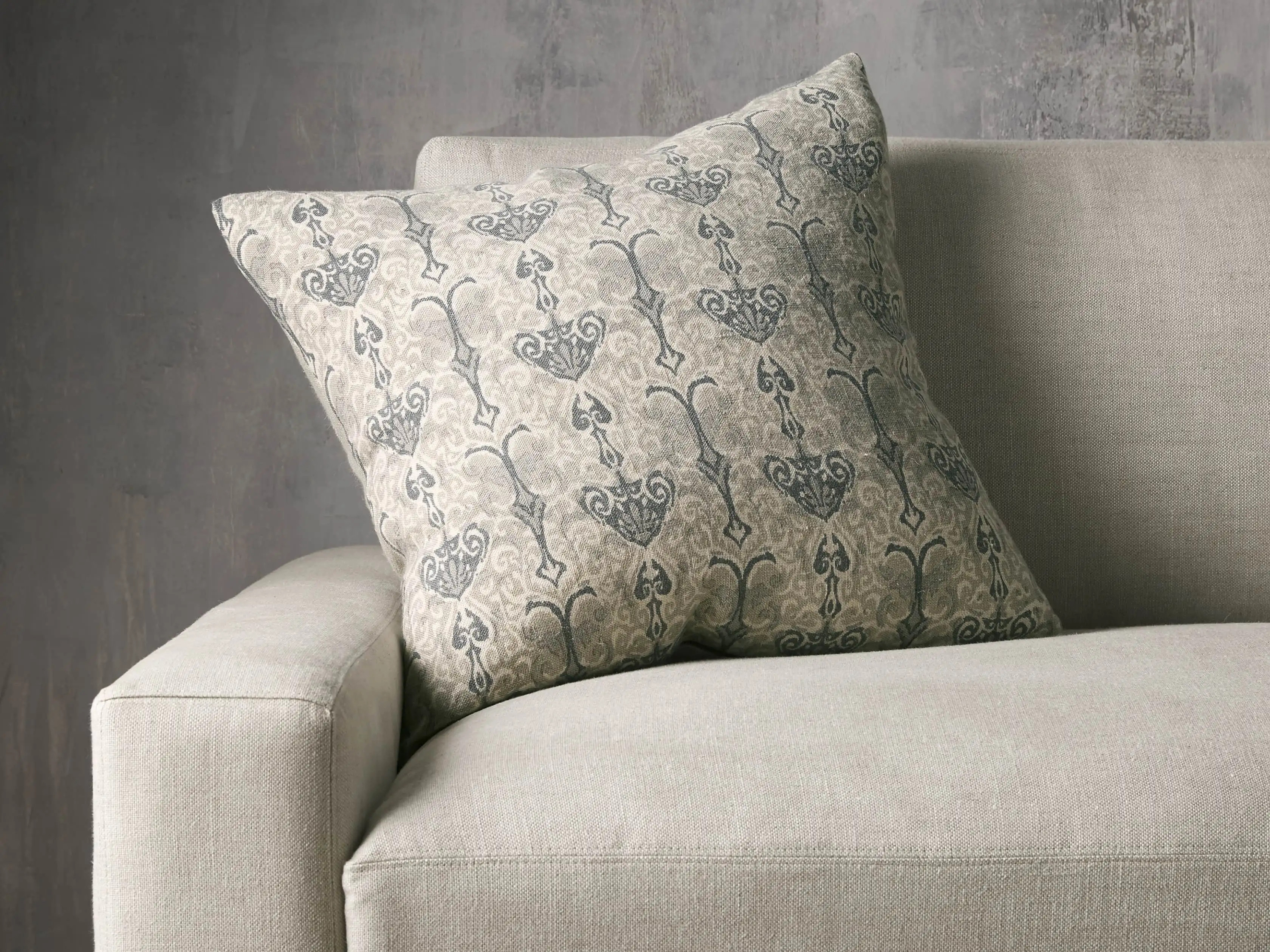 Reversible Printed Linen Pillow in Natural | Arhaus