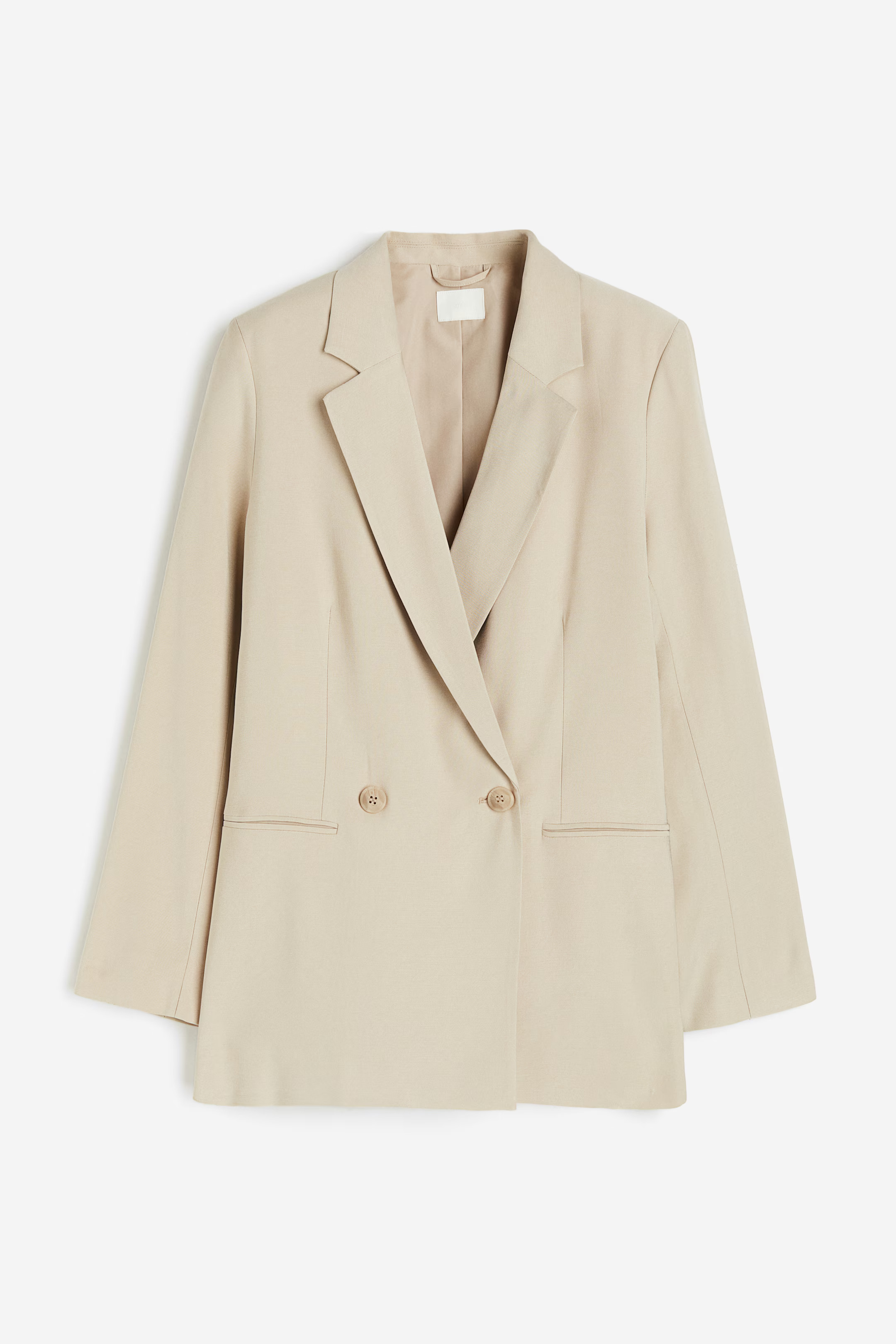 Double-breasted blazer - Long sleeve - Regular length - Light grey - Ladies | H&M GB | H&M (UK, MY, IN, SG, PH, TW, HK)