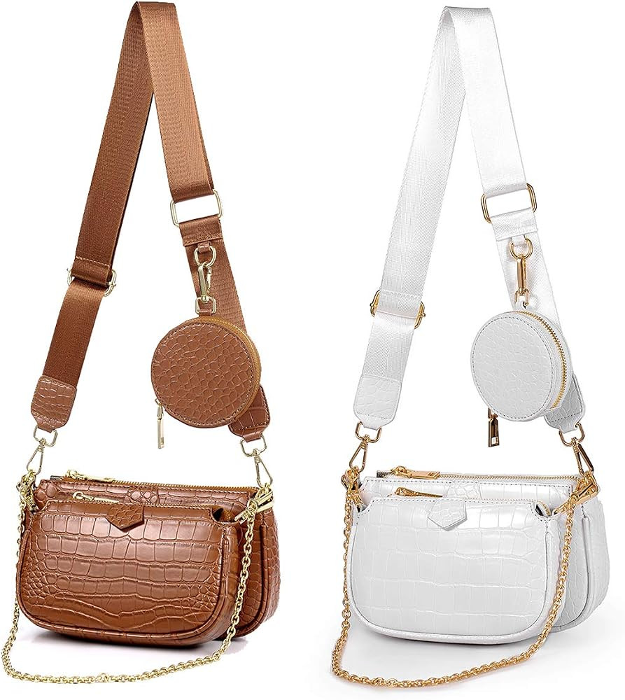 Small Crossbody Bags for Women Multipurpose Golden Zippy Handbags with Coin Purse including 3 Siz... | Amazon (US)