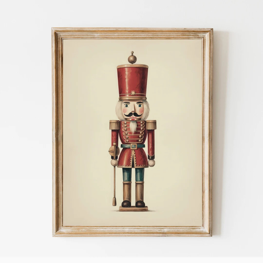 Nutcracker Christmas Print. Christmas Vintage Style Print. Rustic Wall Art Vintage Holiday Xmas D... | Etsy (US)