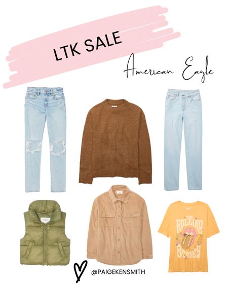 LTK Sale American Eagle

Straight leg, jeans, puffer vest, graphic tee, sweater 

#LTKSale #LTKstyletip #LTKSeasonal