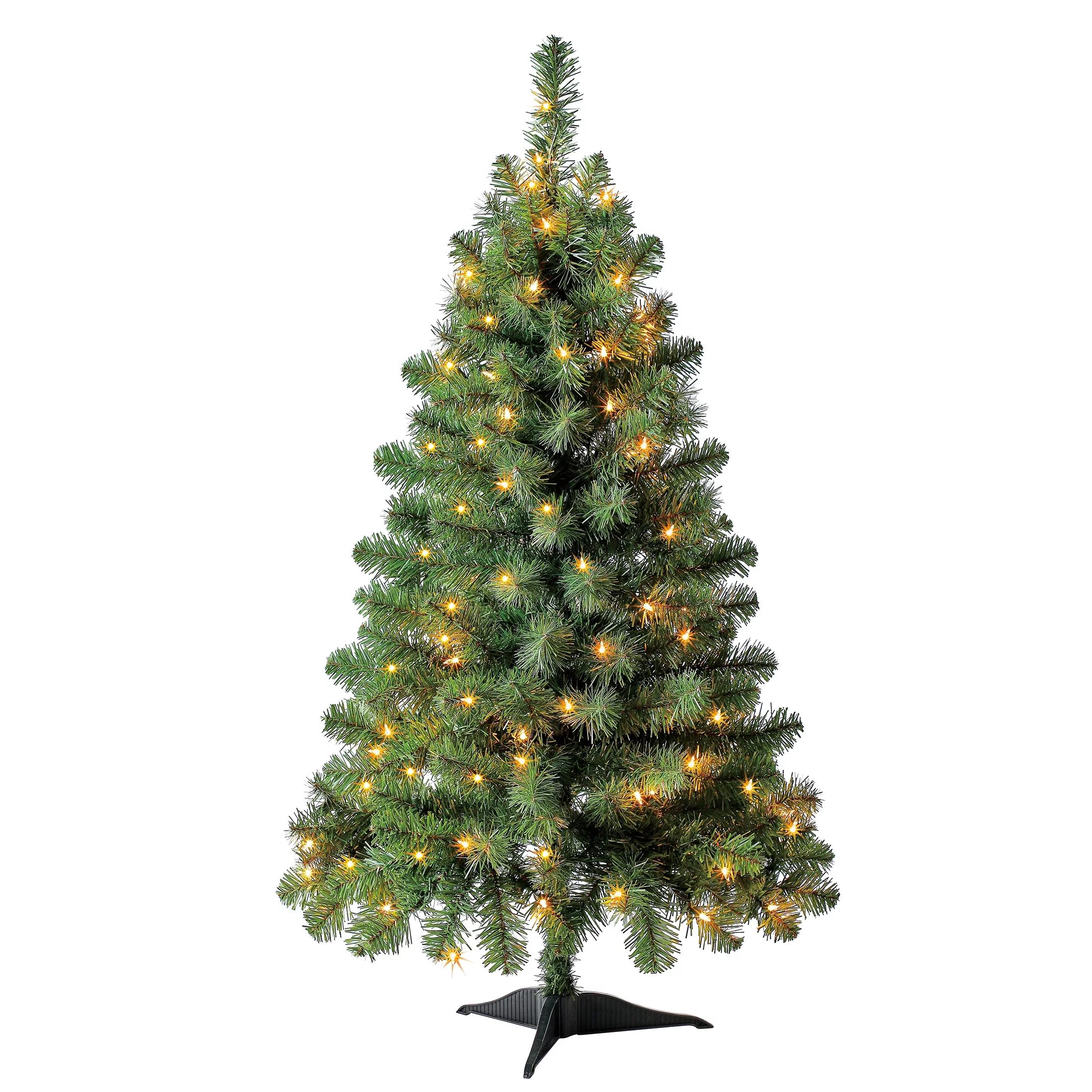 4' Pre-Lit Indiana Spruce Artificial Christmas Tree, Clear Incandescent Lights, by Holiday Time | Walmart (US)