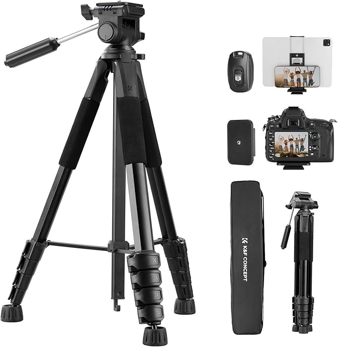 K&F CONCEPT Camera Tripod, 75" Lightweight Portable Travel Outdoor DSLR Tripods for Camera Phone ... | Amazon (US)