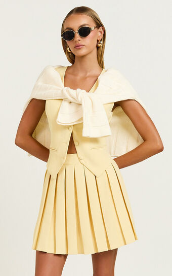 Harlee Mini Skirt - Pleated A line Skirt in Lemon | Showpo (ANZ)