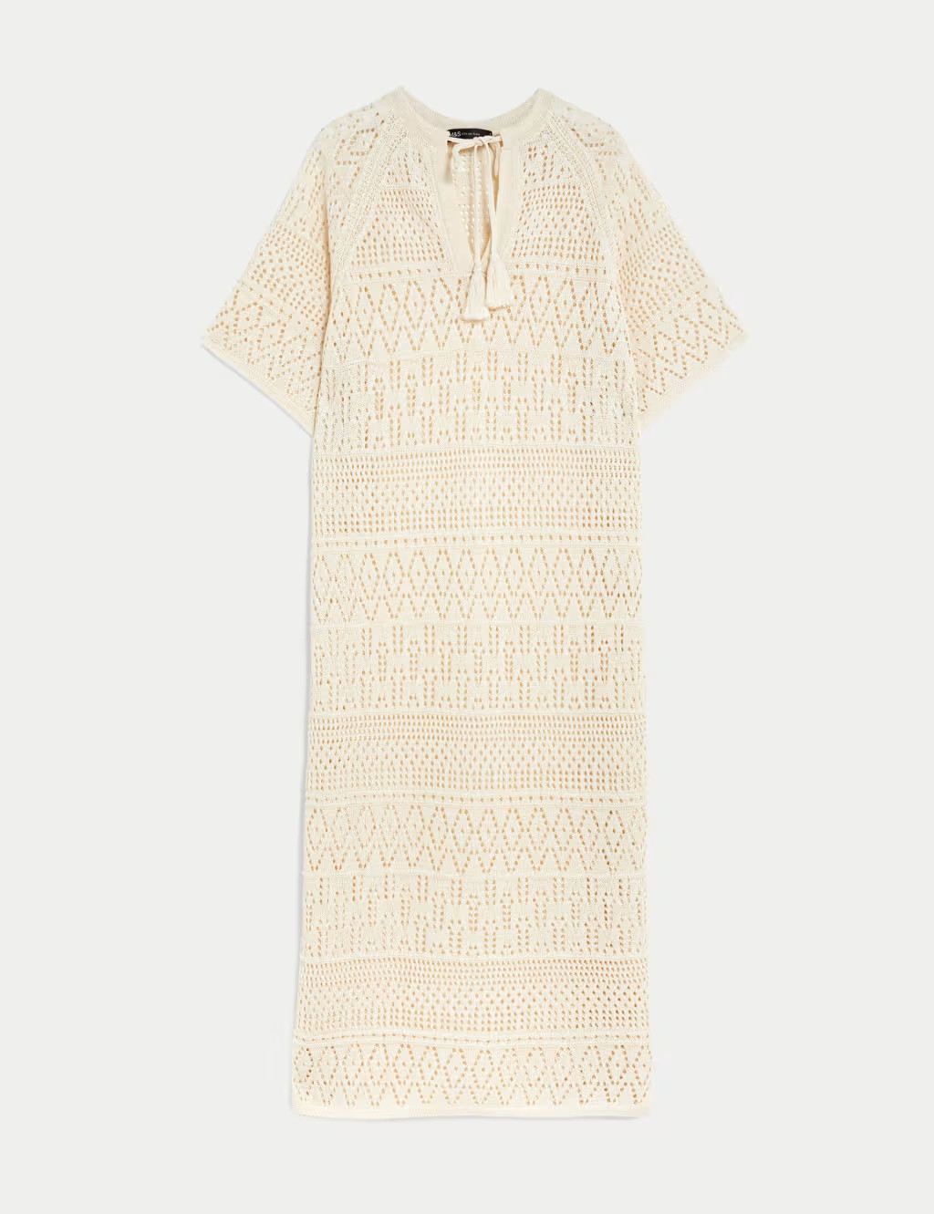 Cotton Blend Pointelle V-Neck Knitted Dress | Marks & Spencer (UK)