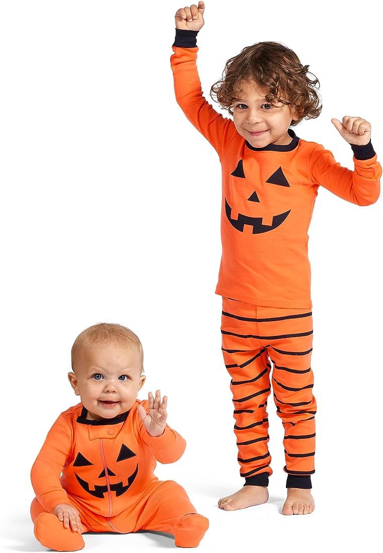 The Children's Place Baby and Toddler, Halloween Pumpkin Pajamas, Cotton | Amazon (US)