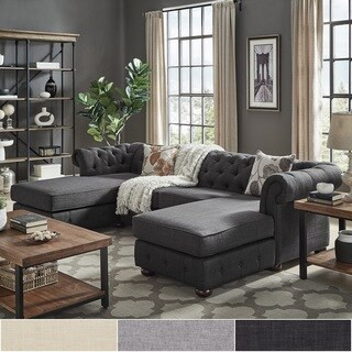 Knightsbridge Tufted Scroll Arm Chesterfield 4-Seat Sofa and Chaise Lounges by iNSPIRE Q Artisan ... | Bed Bath & Beyond