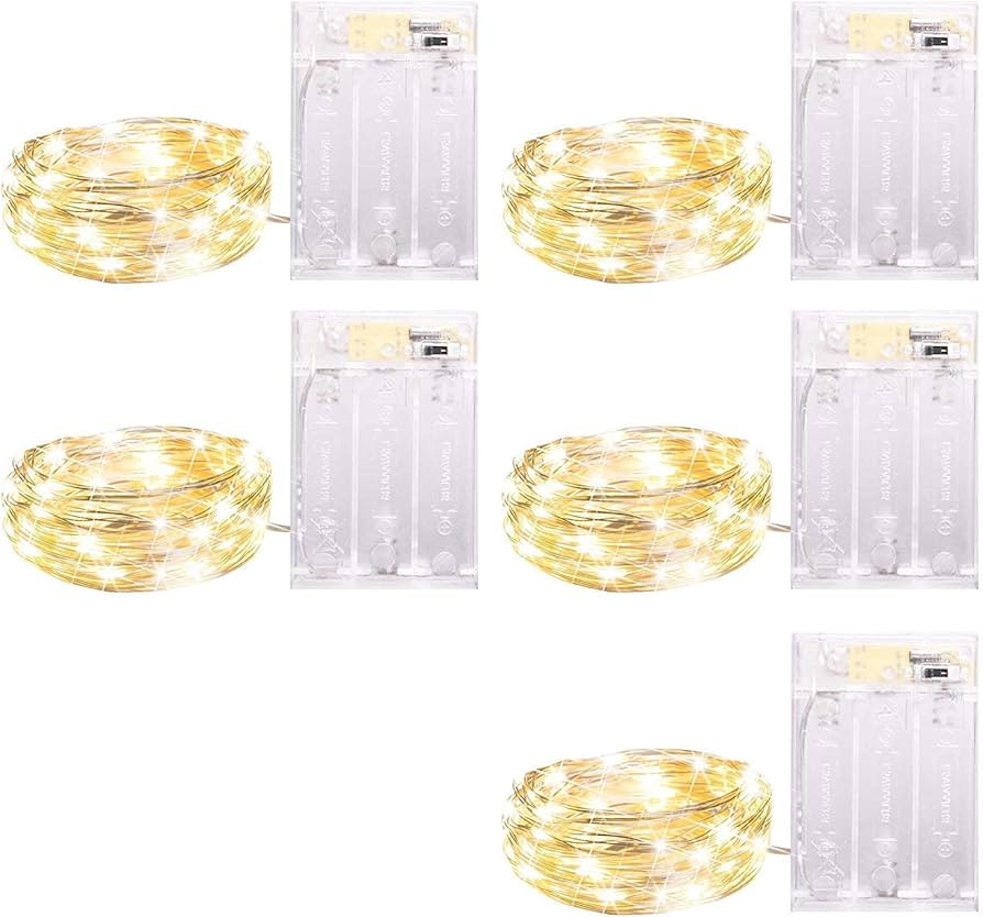5 Pack Fairy Lights Battery Operated, 7 Feet 20 Led String Lights with Timer, Waterproof Firefly ... | Amazon (US)