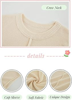 Saodimallsu Womens Summer Cap Sleeve Tops Casual Crew Neck Loose Fit Knit Lightweight Sweater Pul... | Amazon (US)