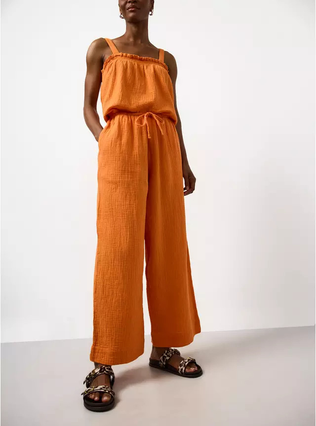 Buy Orange Double Cloth Wide Leg Trousers 12 | Co-ords | Tu | Tu Clothing