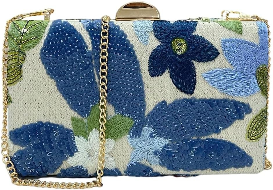 QWINEE Women's Sequin Floral Embroidery Evening Beaded Clutch Bags Elegant Mini Crossbody Purses ... | Amazon (US)