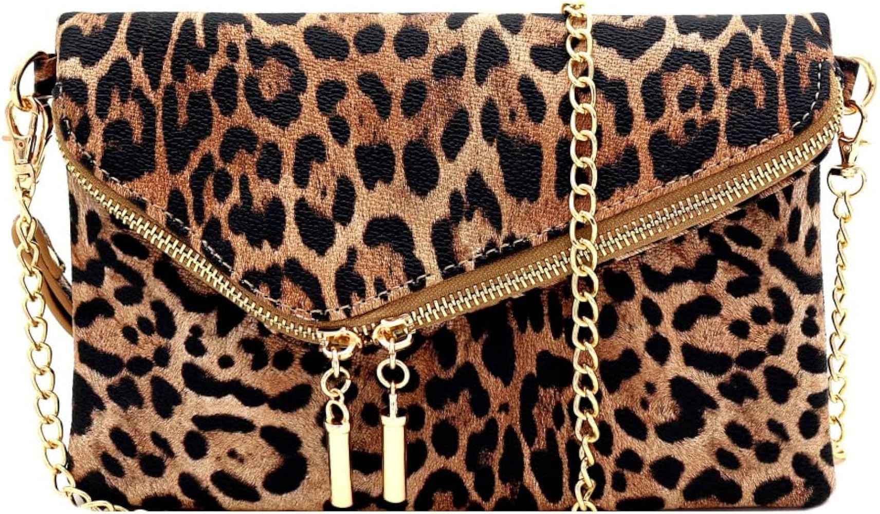 Trendeology Fashion PU Leather 2 Way Flap Clutch Bag with Chain Shoulder strap | Amazon (US)