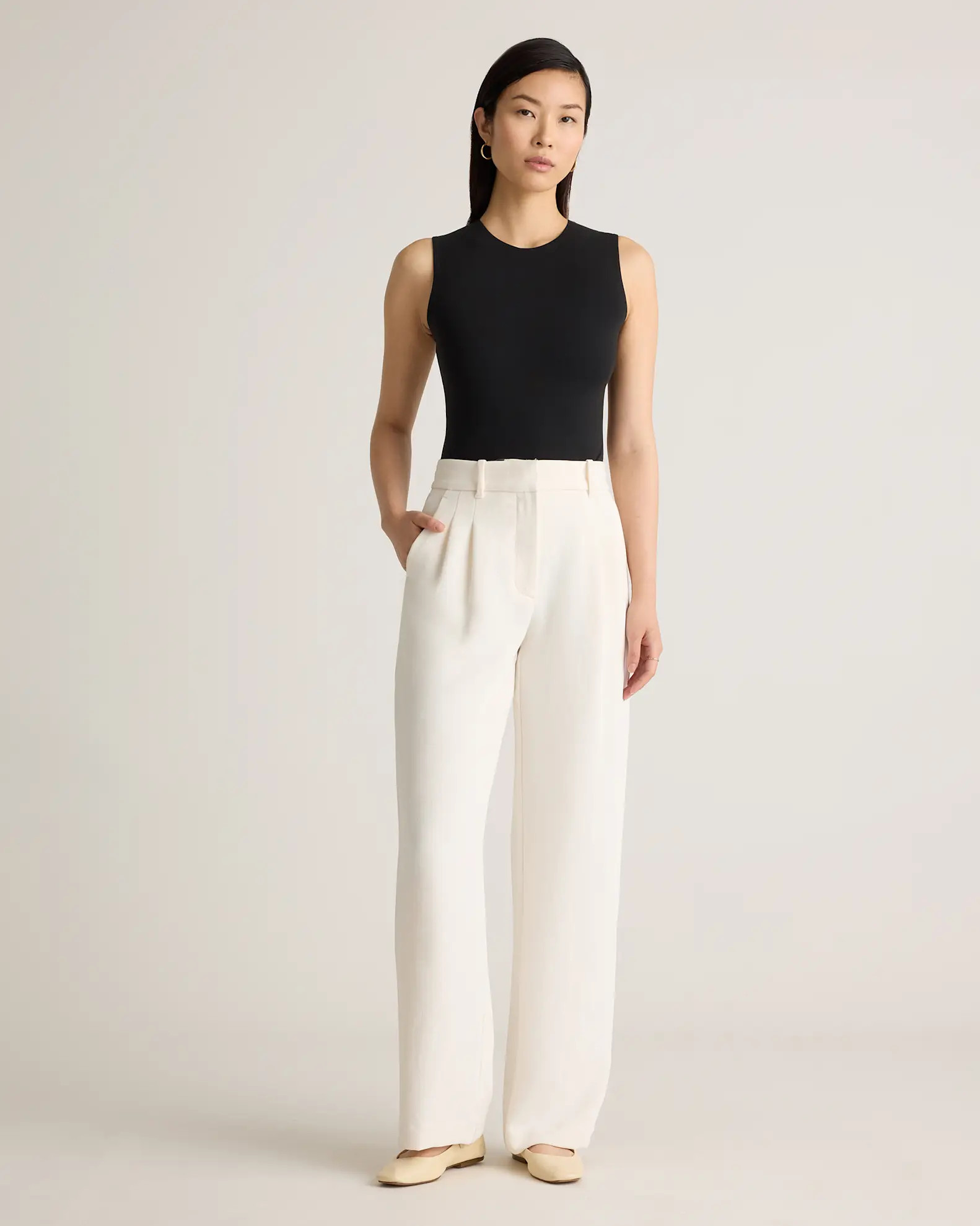 Stretch Cotton Jersey High Neck Sleeveless Bodysuit | Quince