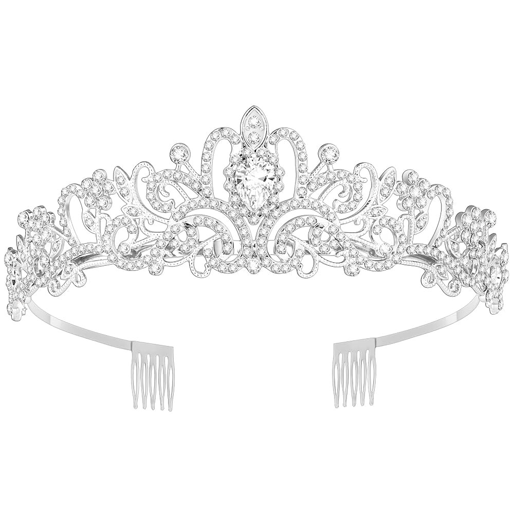 Tiara Crown for Women, Queen Tiara for Birthday Prom Bridal Party Custome Silver | Amazon (US)