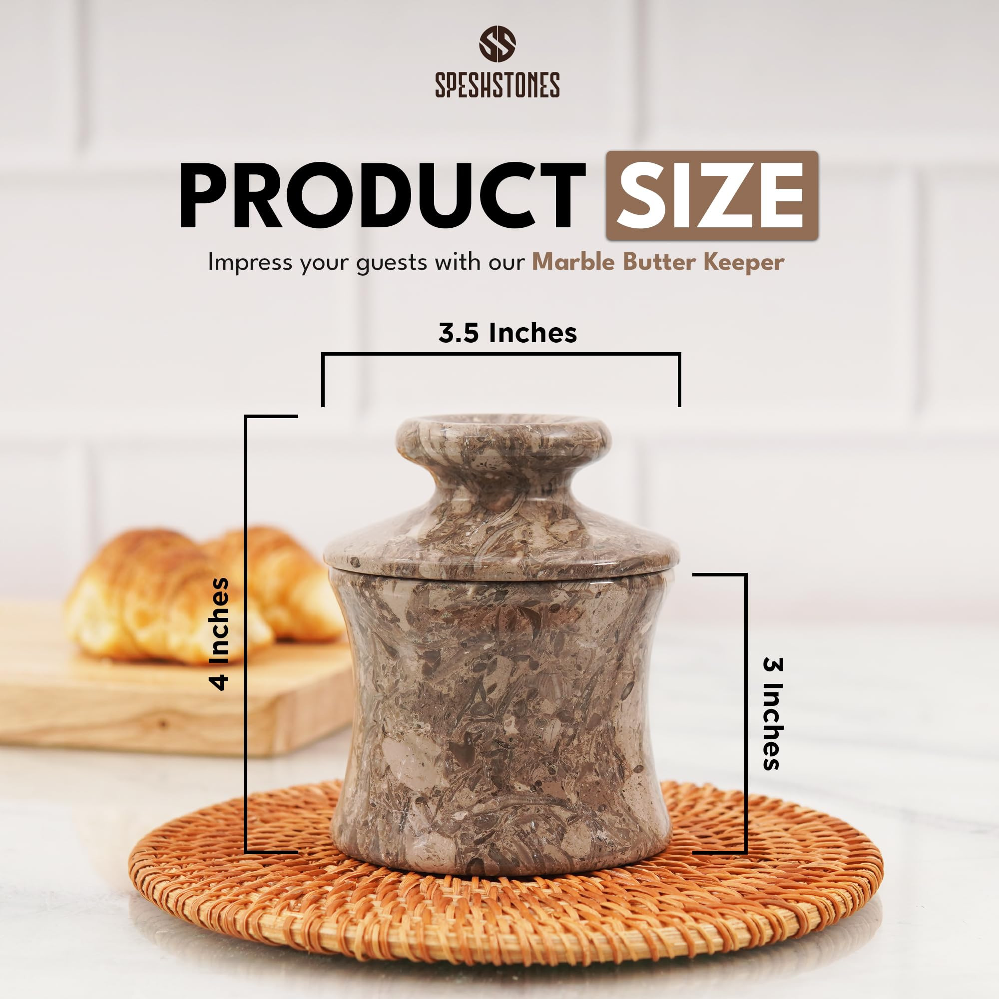 Marble Butter Keeper 4'' Inches Oceanic Handmade French Butter Crock For Counter With Water - But... | Amazon (US)